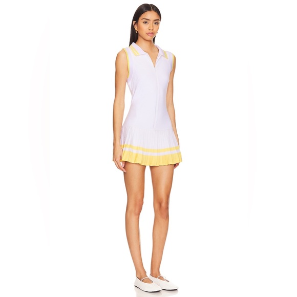 NWT Beach Riot Bria Dress White Yellow striped pleated skirt tennis revolve golf - Picture 3 of 10